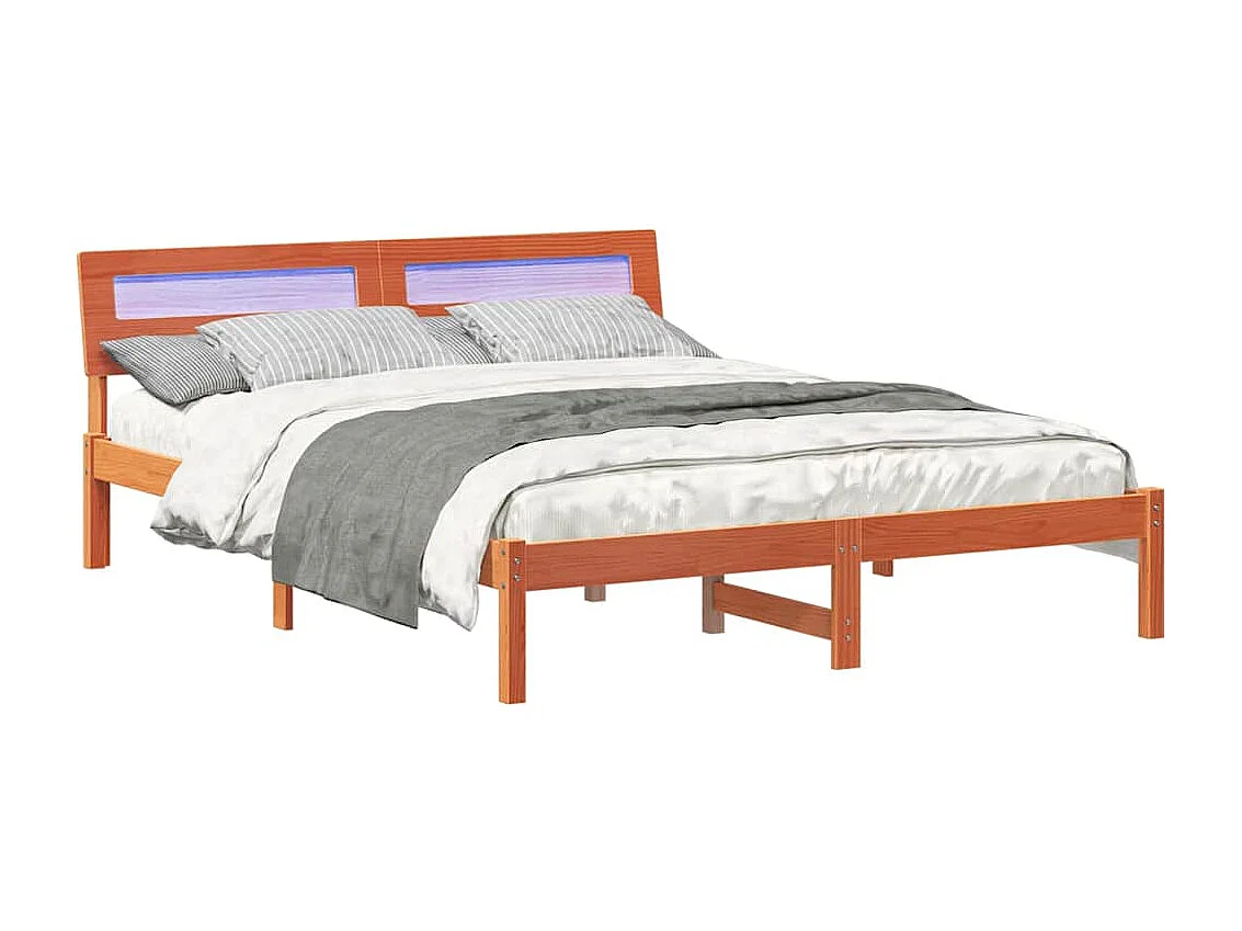 Cadre de lit Marron cire 160 x 200 cm Bois massif en pin