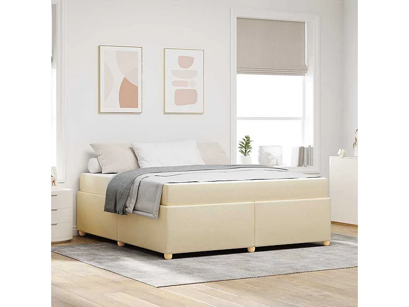 Bedframe met matras Crème 180 x 200 cm Stof