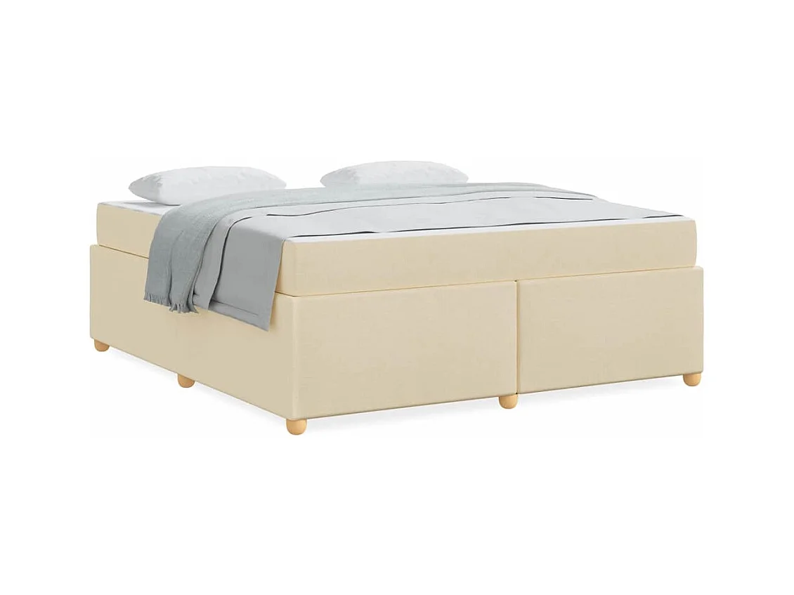 Cadre de lit avec matelas Crème 180 x 200 cm tissu