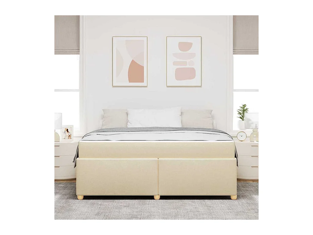 Cadre de lit avec matelas Crème 180 x 200 cm tissu
