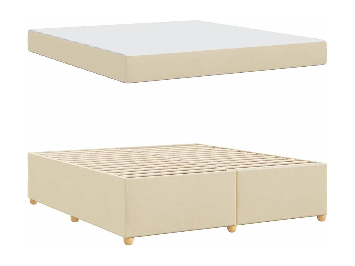 Estructura de cama con colchón Crema 180 x 200 cm tela
