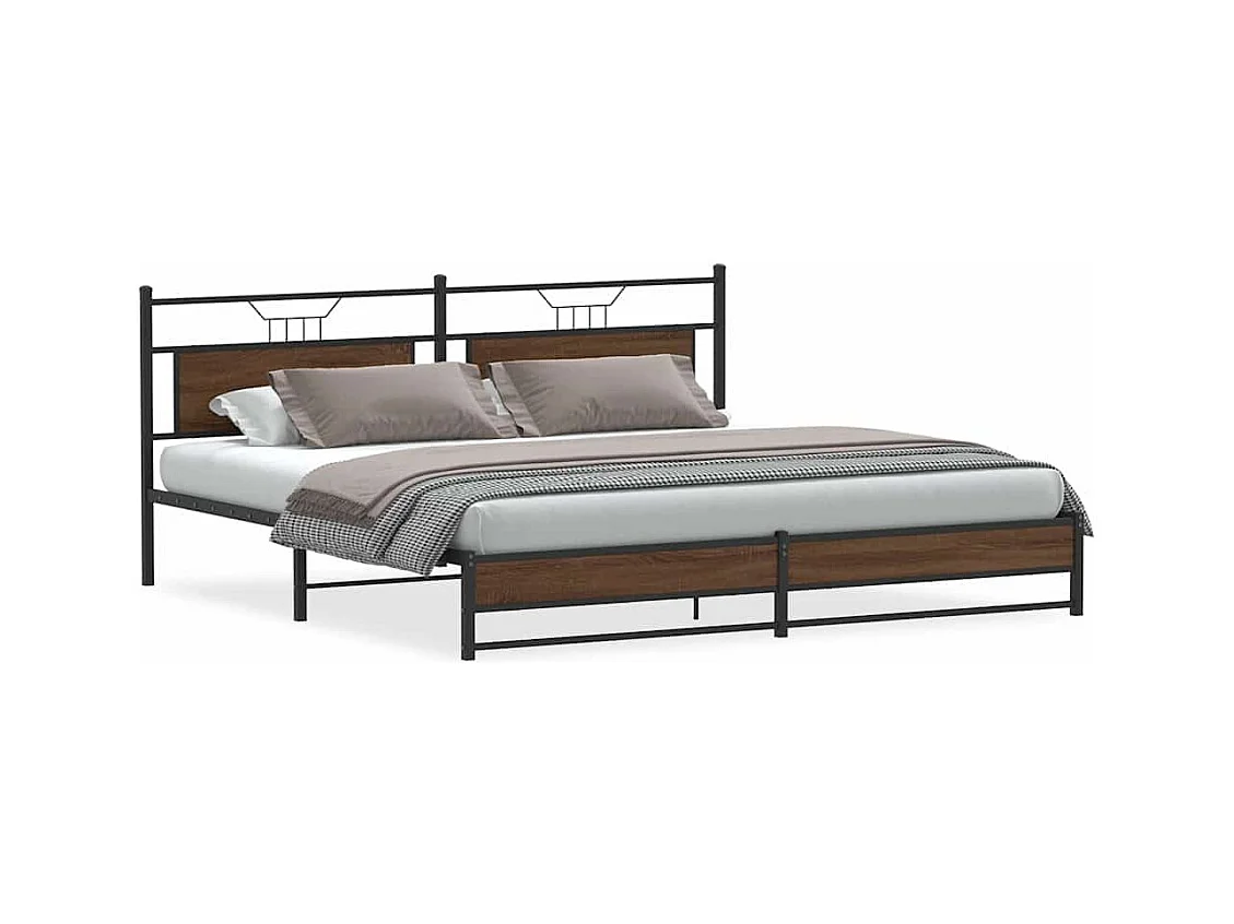 Cadre de lit en métal sans matelas chêne marron 200x200 cm