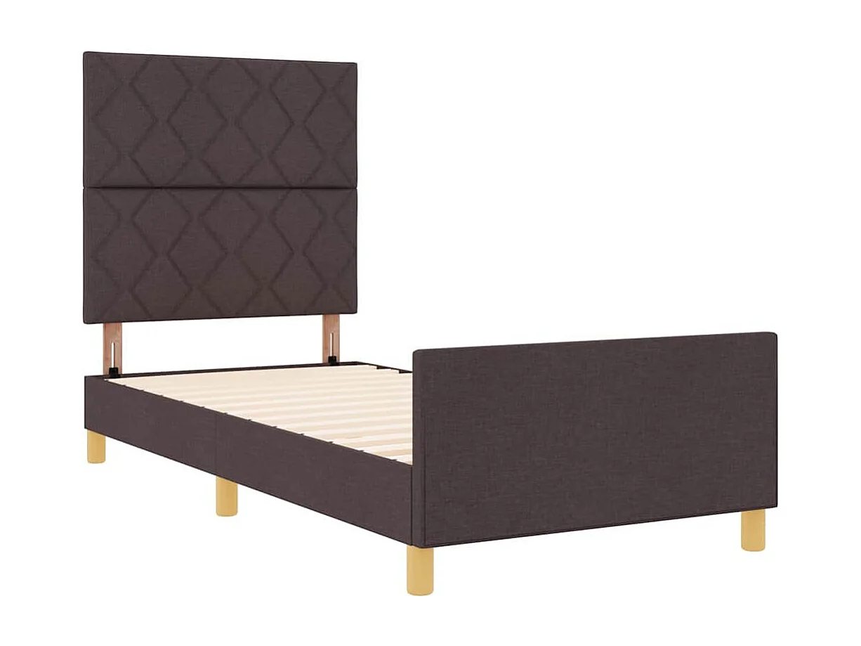 Estructura de cama con cabecera Marrón oscuro 100 x 200 cm tela
