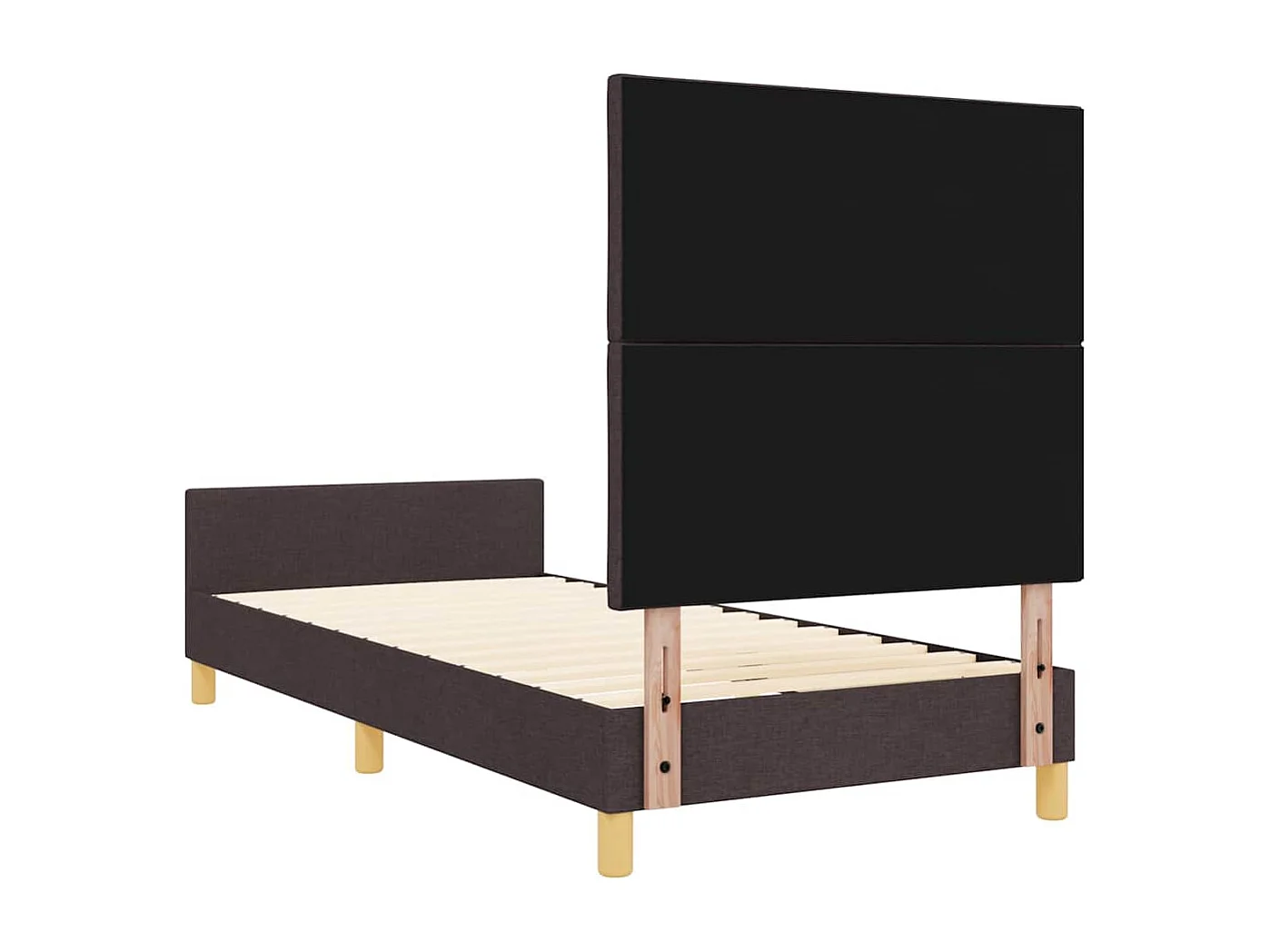 Estructura de cama con cabecera Marrón oscuro 100 x 200 cm tela
