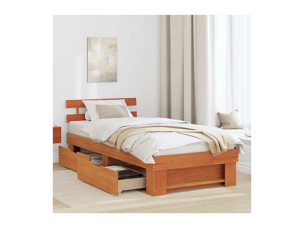 Cadre de lit Marron cire 80 x 200 cm Bois massif en pin