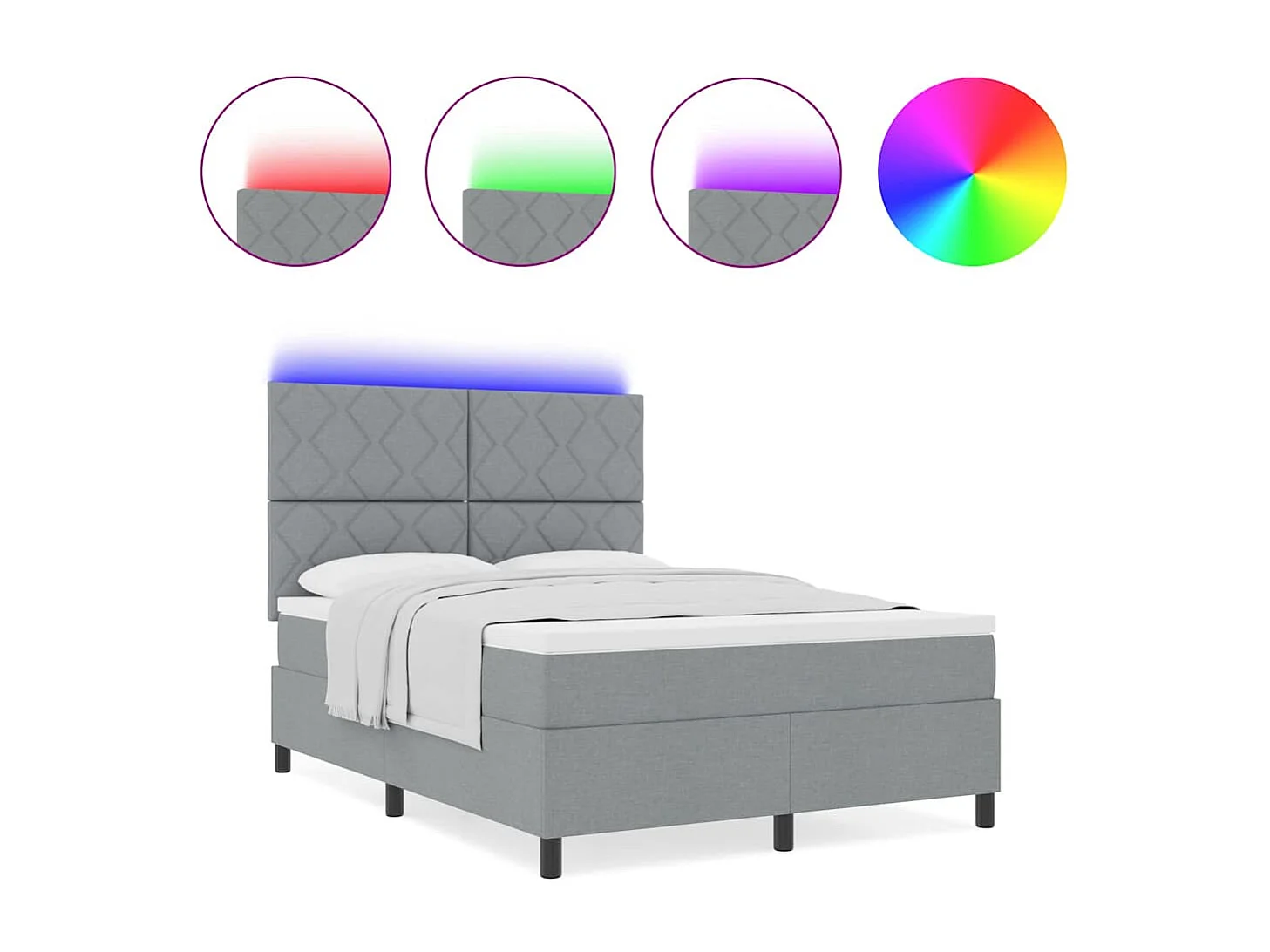 Cama tipo Box Spring con colchón Gris claro 160 x 200 cm tela