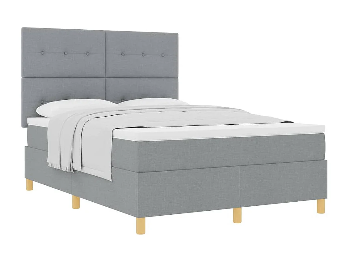 Cadre de lit avec tête de lit Gris clair 140 x 190 cm tissu