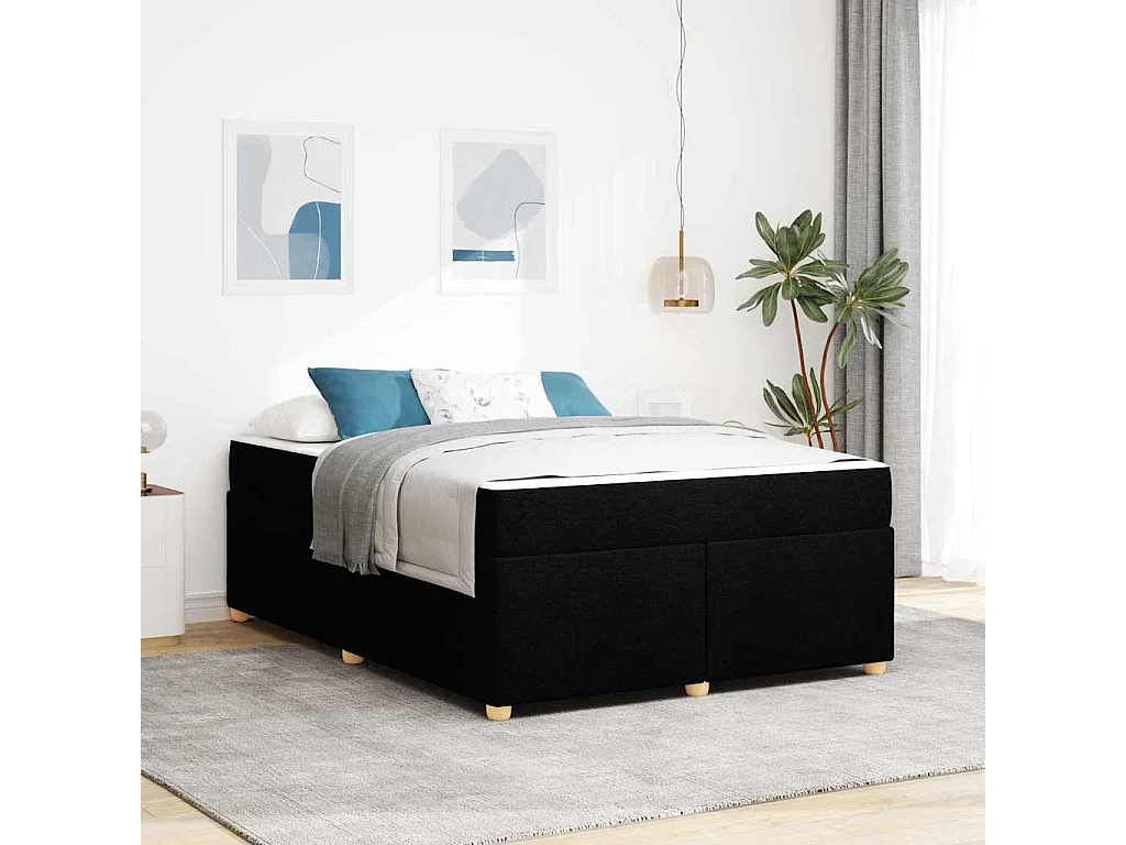 Cadre de lit avec matelas Noir 160 x 200 cm tissu