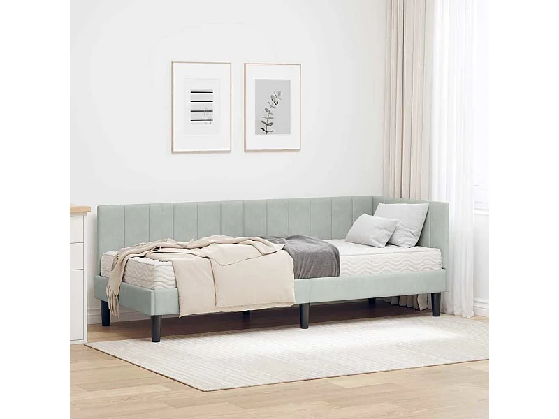 met matras met hoofdeinde Lichtgrijs 80 x 200 cm Fluweel