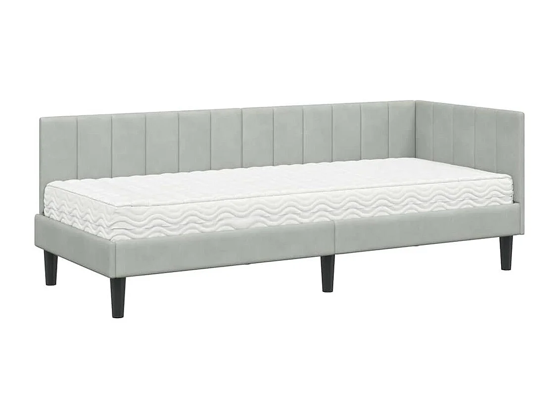 Estrutura de Cama de Canto Cinzento-claro 80 x 200 cm Veludo