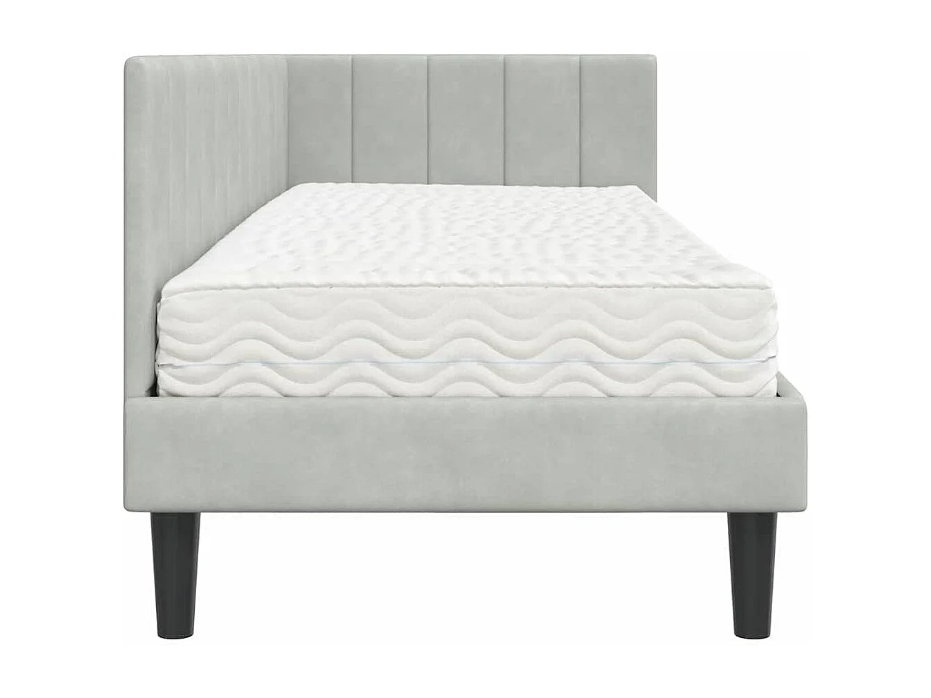 Estrutura de Cama de Canto Cinzento-claro 80 x 200 cm Veludo