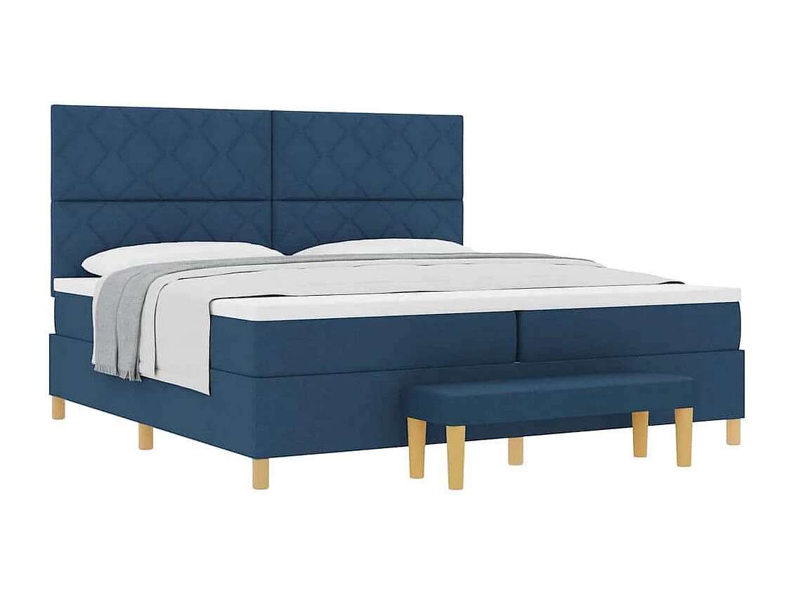 Cama tipo Box Spring con colchón Azul 200 x 200 cm tela