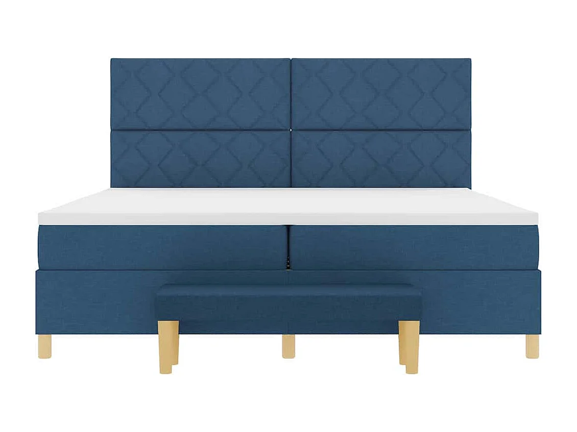 Cama tipo Box Spring con colchón Azul 200 x 200 cm tela