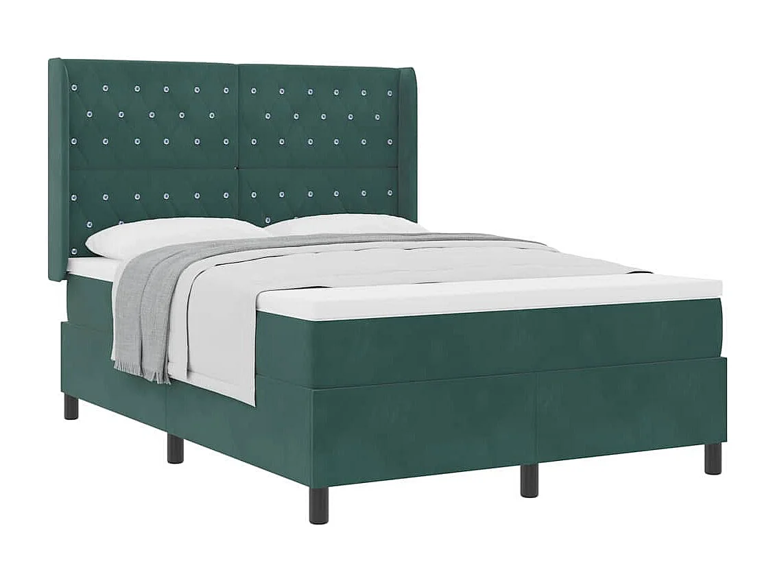 Cadre de lit avec tête de lit Vert foncé 140 x 190 cm Velours