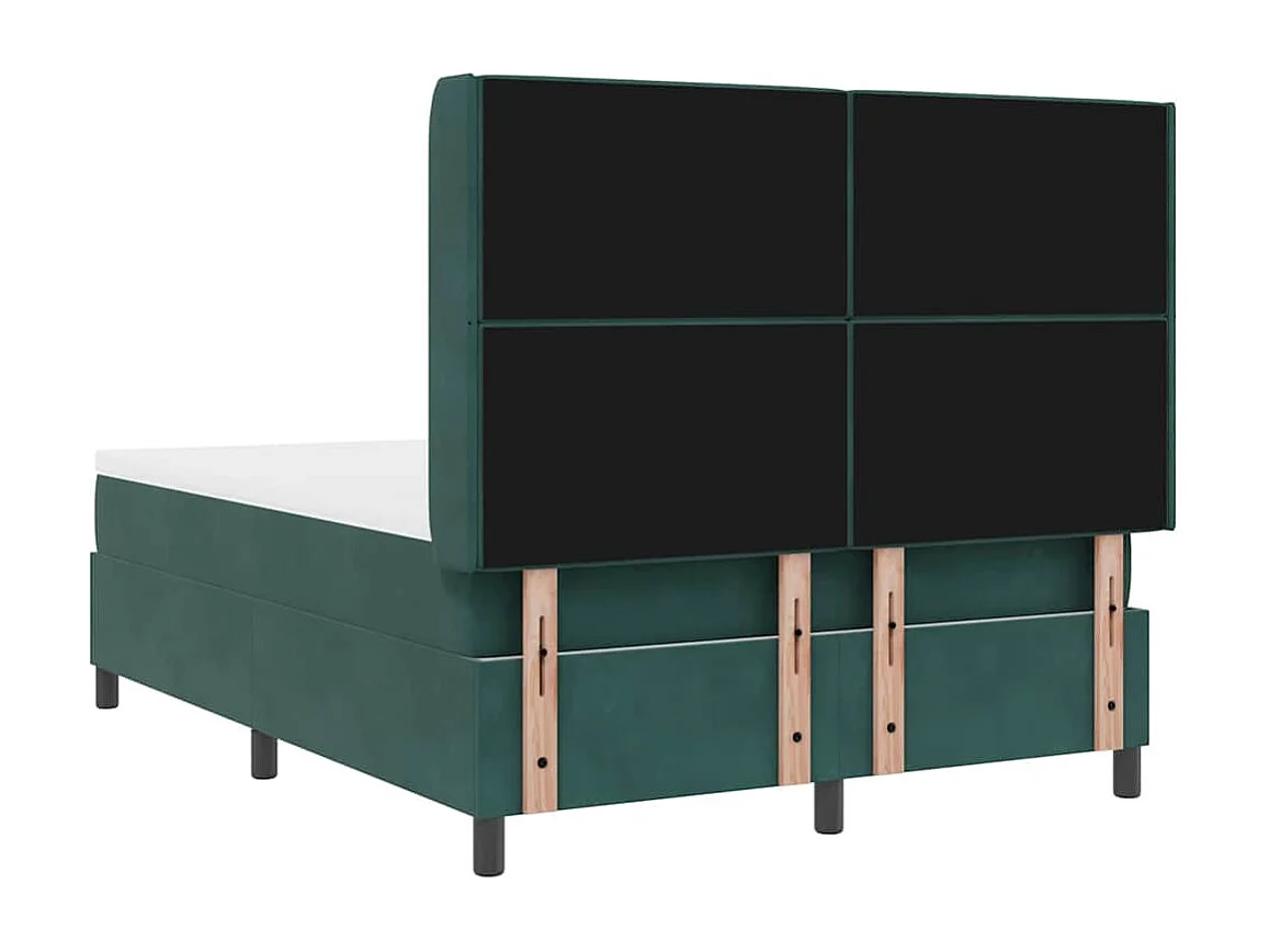 Cadre de lit avec tête de lit Vert foncé 140 x 190 cm Velours