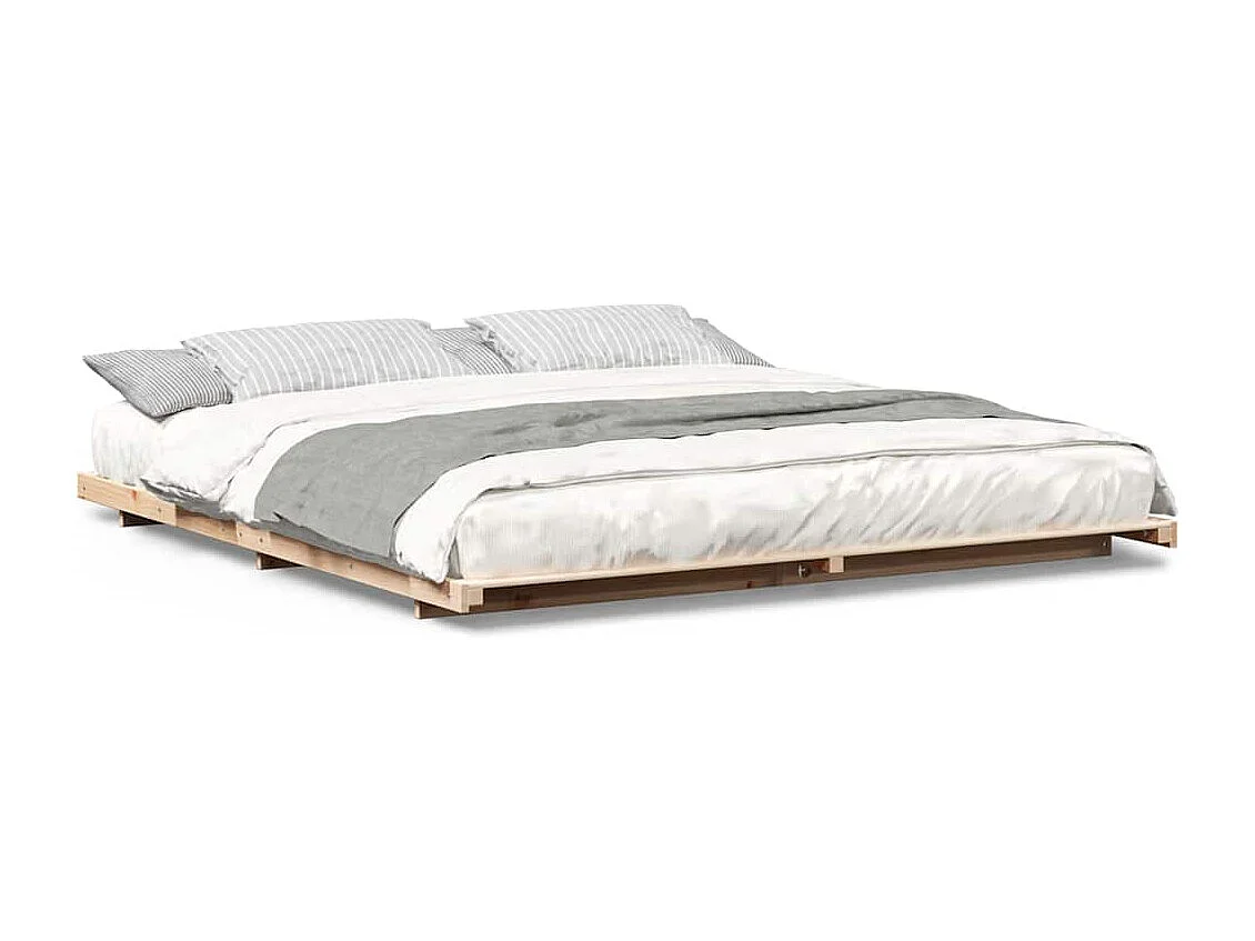 Estructura de cama Marrón 200 x 200 cm Madera maciza de pino