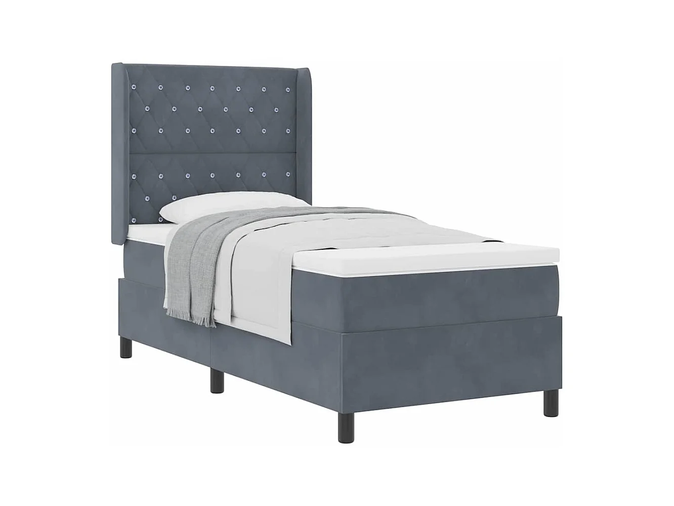 Cadre de lit avec tête de lit Gris foncé 100 x 200 cm Velours