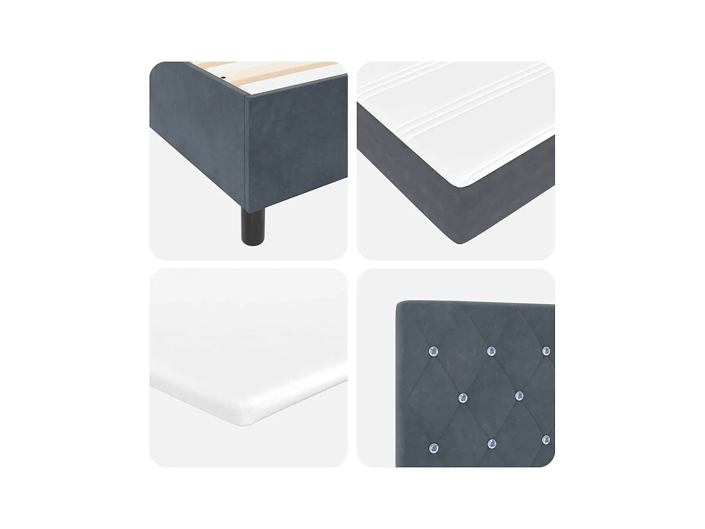 Cadre de lit avec tête de lit Gris foncé 100 x 200 cm Velours