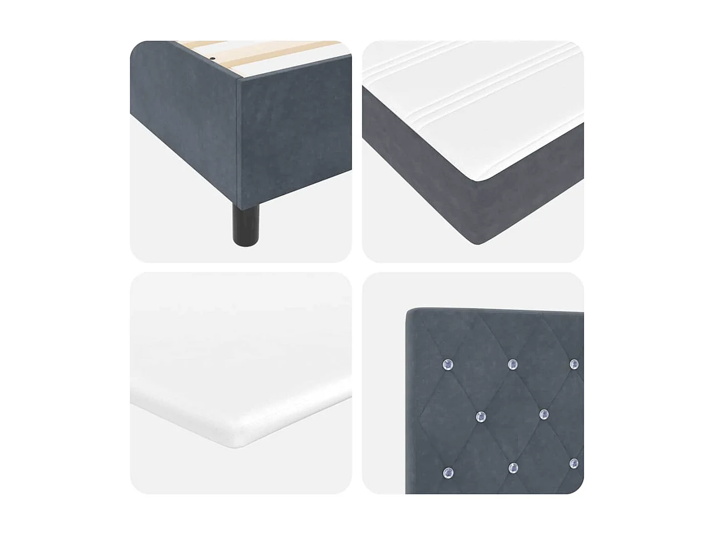 Cadre de lit avec tête de lit Gris foncé 100 x 200 cm Velours