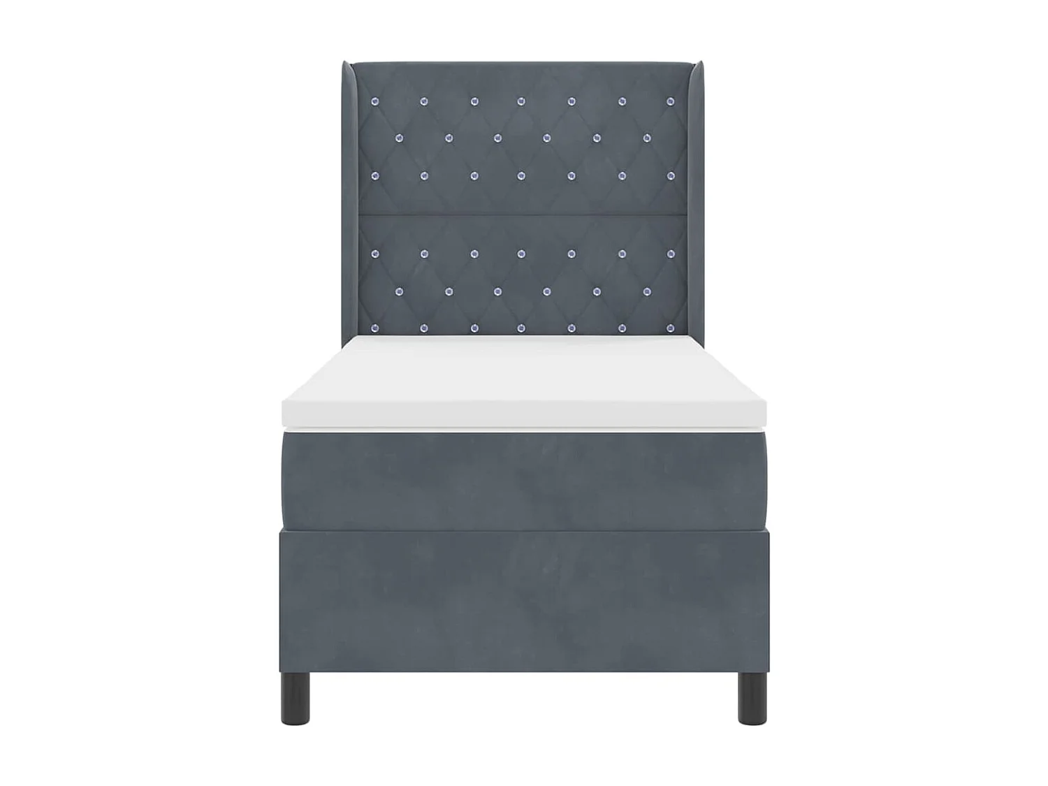 Cadre de lit avec tête de lit Gris foncé 100 x 200 cm Velours