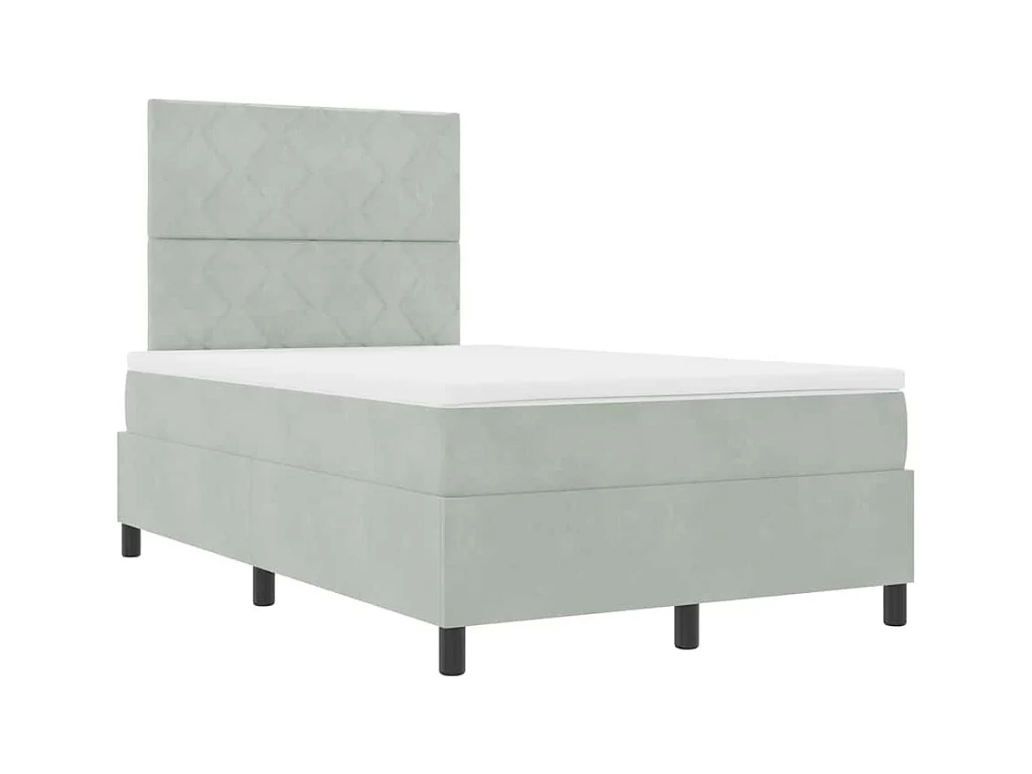 Cama Box com colchão Cinzento-claro 120 x 200 cm Veludo