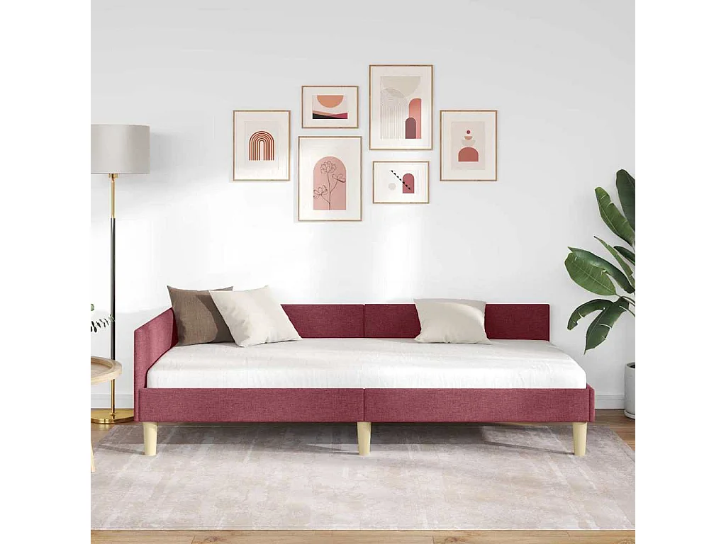 Cadre de lit d'angle Autre Rouge bordeaux 90 x 200 cm