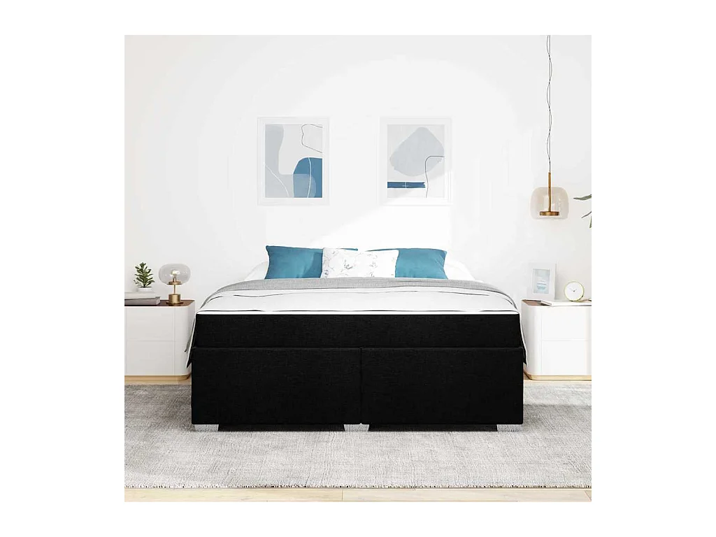 Cadre de lit Noir 180 x 200 cm tissu