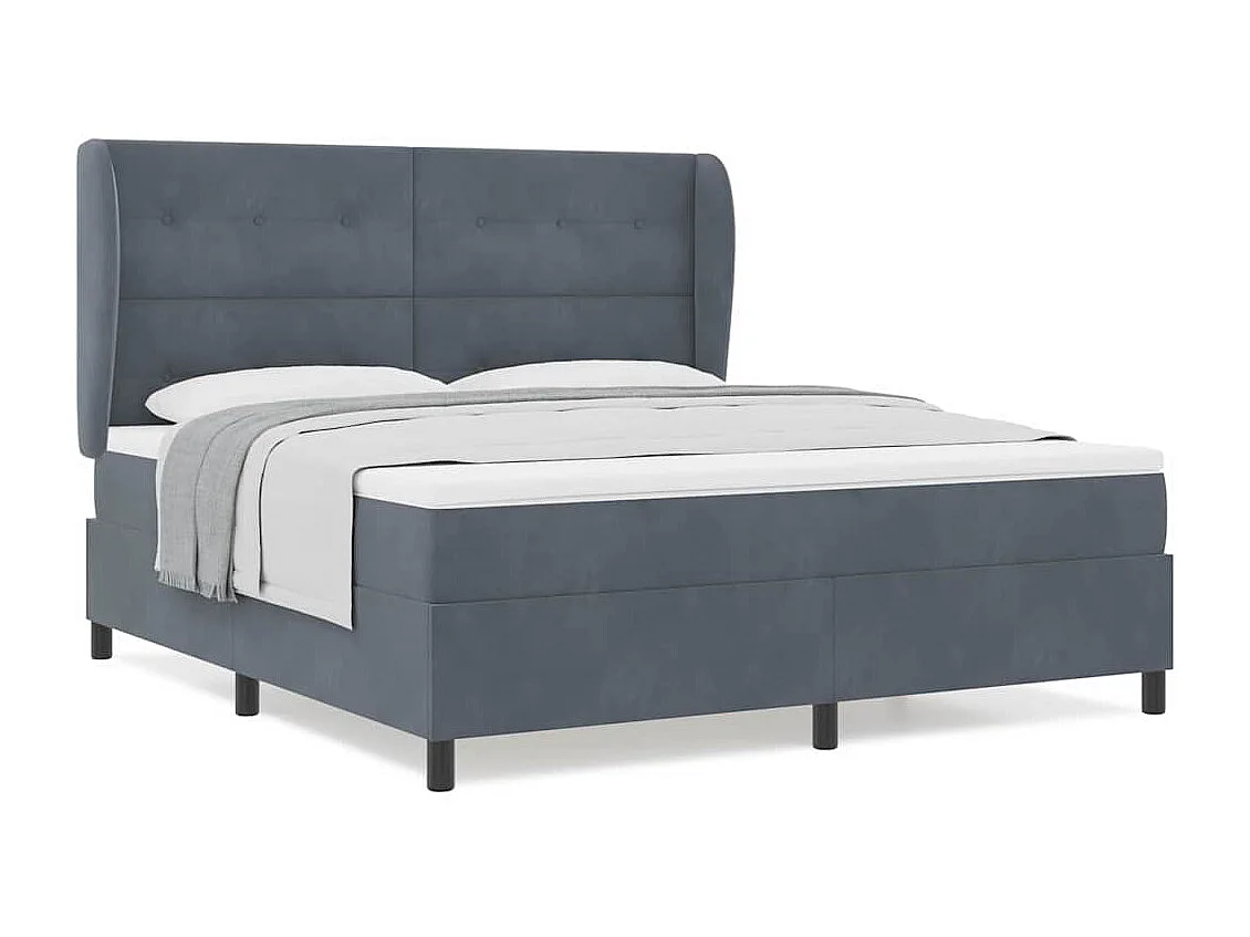 Cama tipo Box Spring Gris oscuro 180 x 200 cm Terciopelo