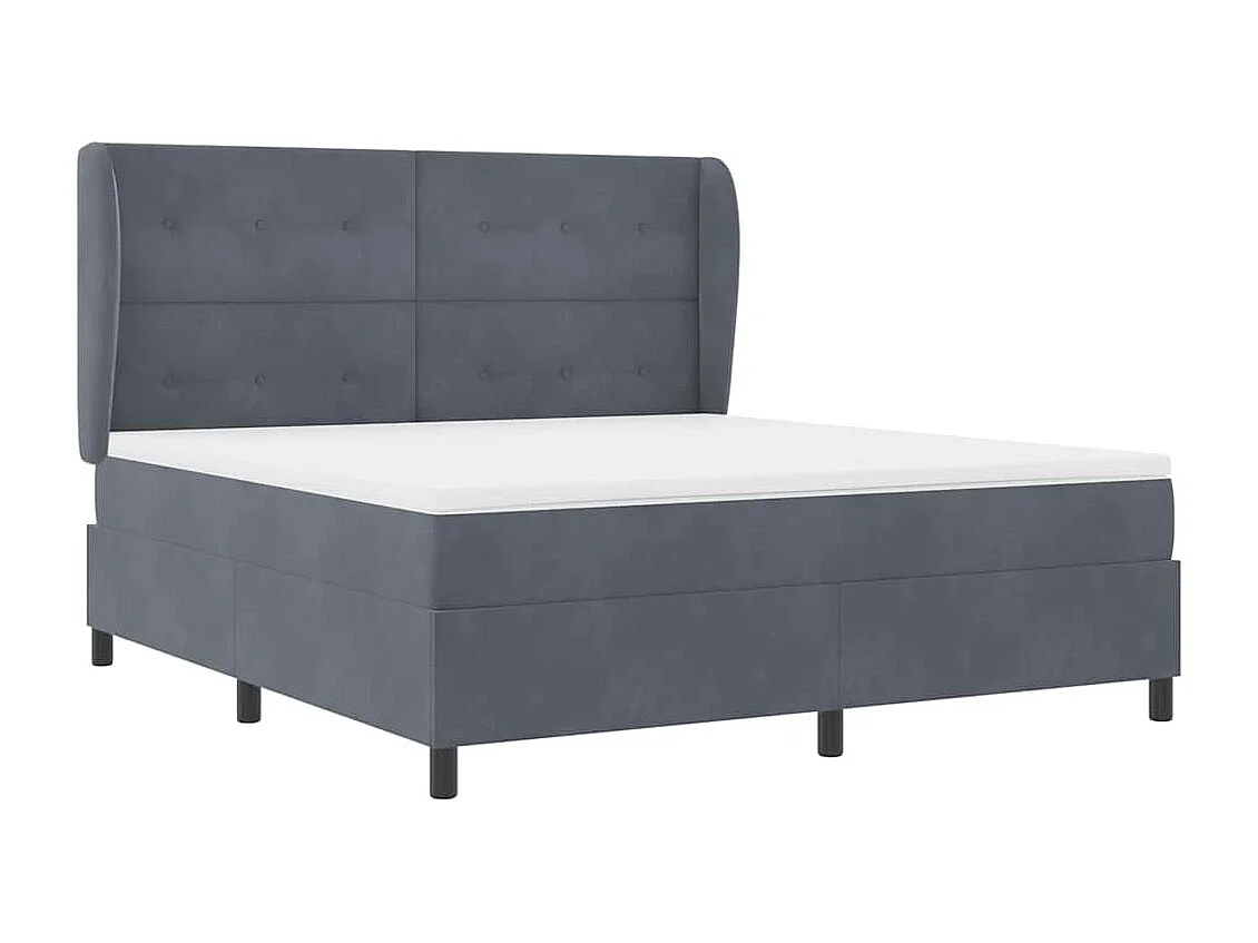 Cama tipo Box Spring Gris oscuro 180 x 200 cm Terciopelo