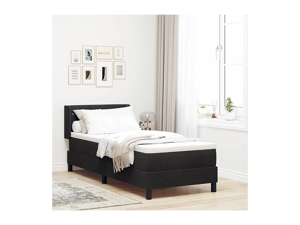 Cadre de lit avec matelas noir 100x200 cm en velours Noir