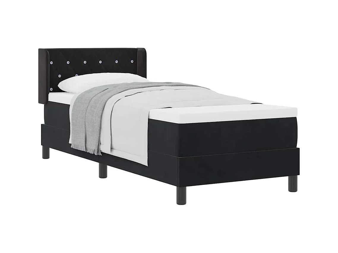 Cadre de lit avec matelas noir 100x200 cm en velours Noir