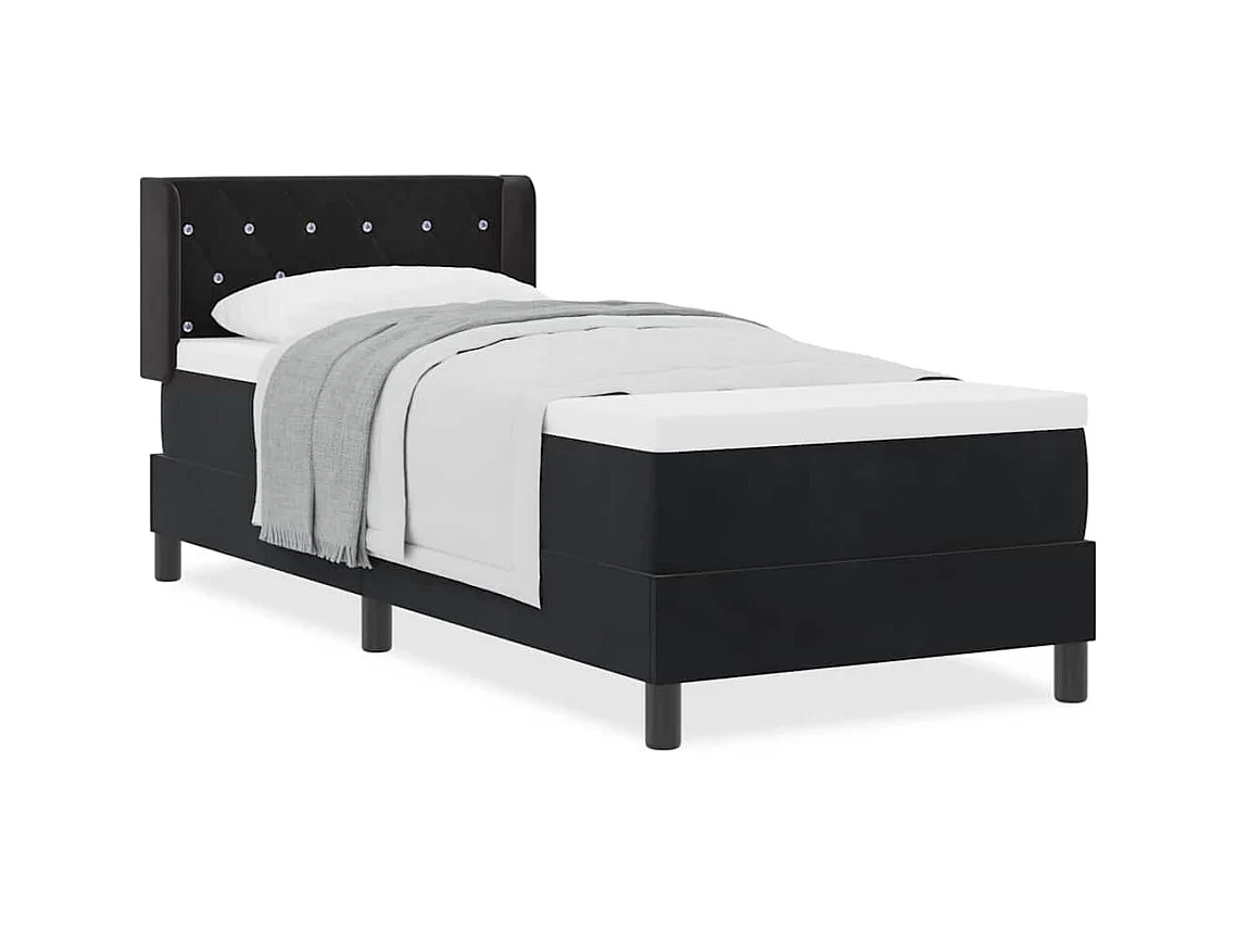 Cadre de lit avec matelas noir 100x200 cm en velours Noir