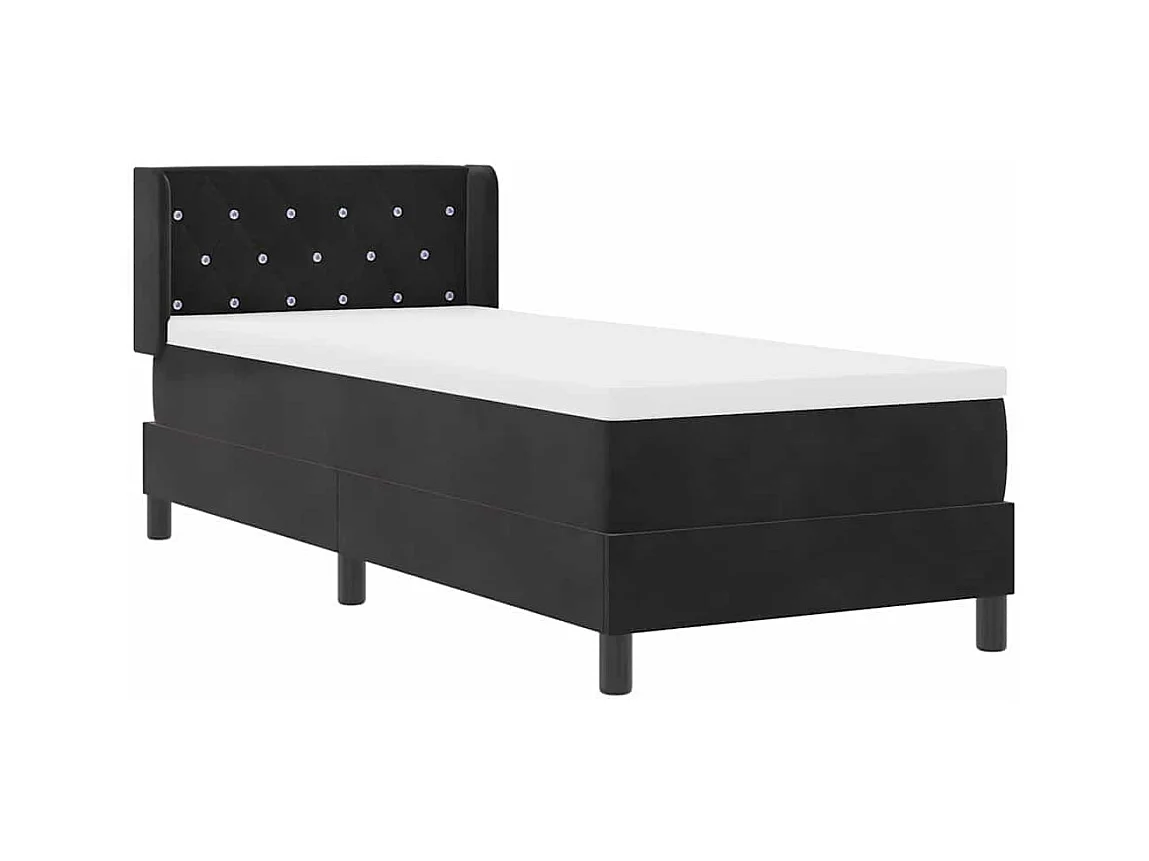 Cadre de lit avec matelas noir 100x200 cm en velours Noir