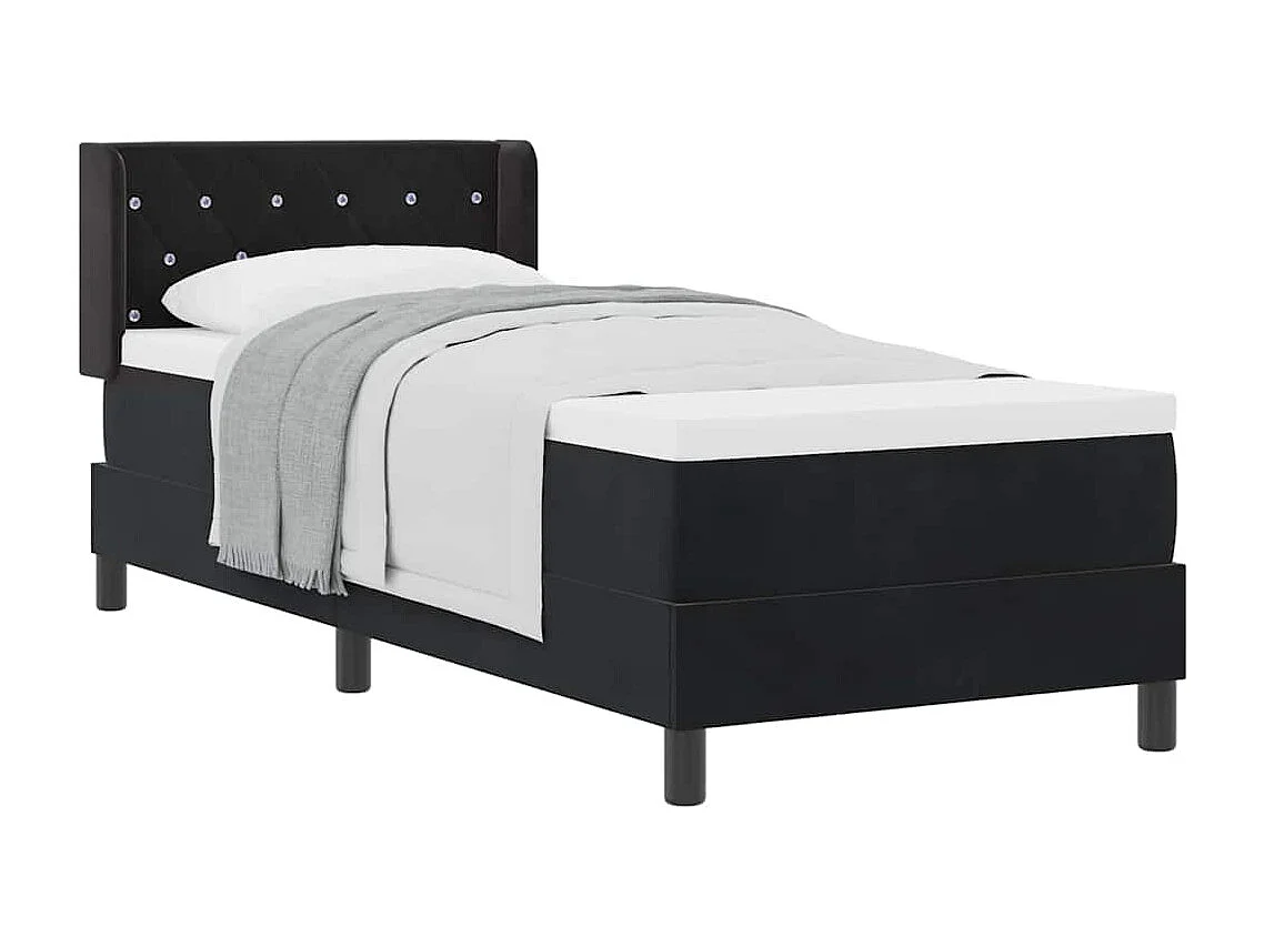Cadre de lit avec matelas noir 100x200 cm en velours Noir