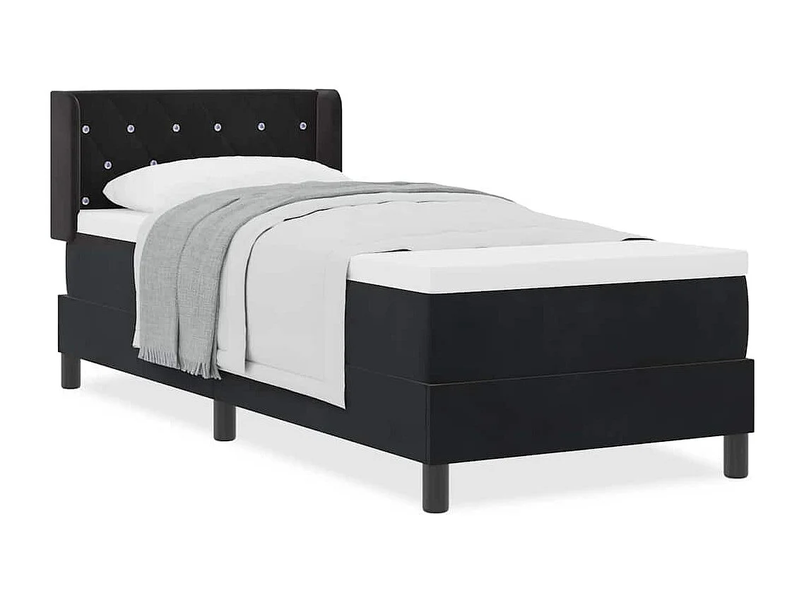 Cadre de lit avec matelas noir 100x200 cm en velours Noir