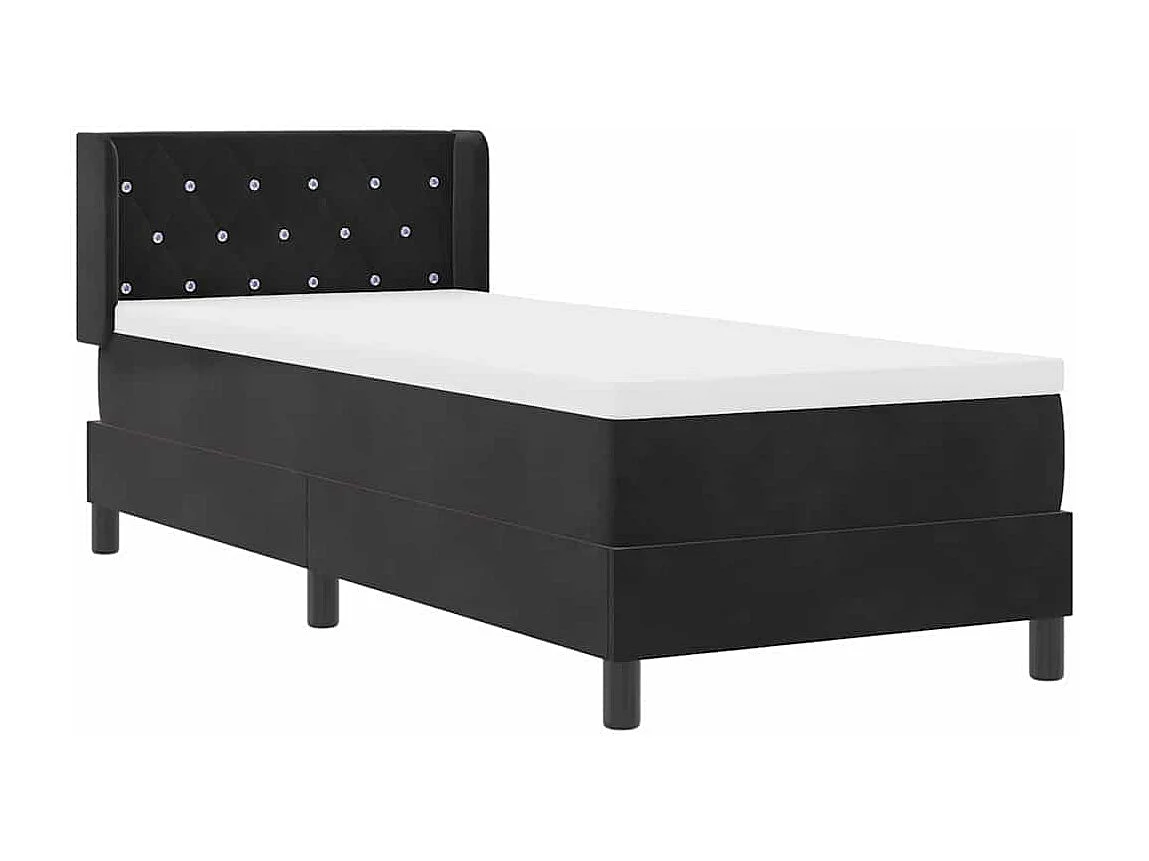 Cadre de lit avec matelas noir 100x200 cm en velours Noir