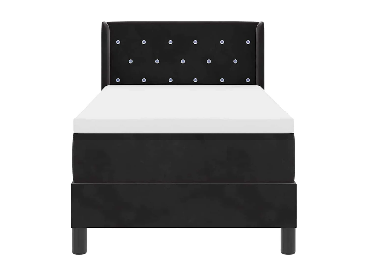 Cadre de lit avec matelas noir 100x200 cm en velours Noir