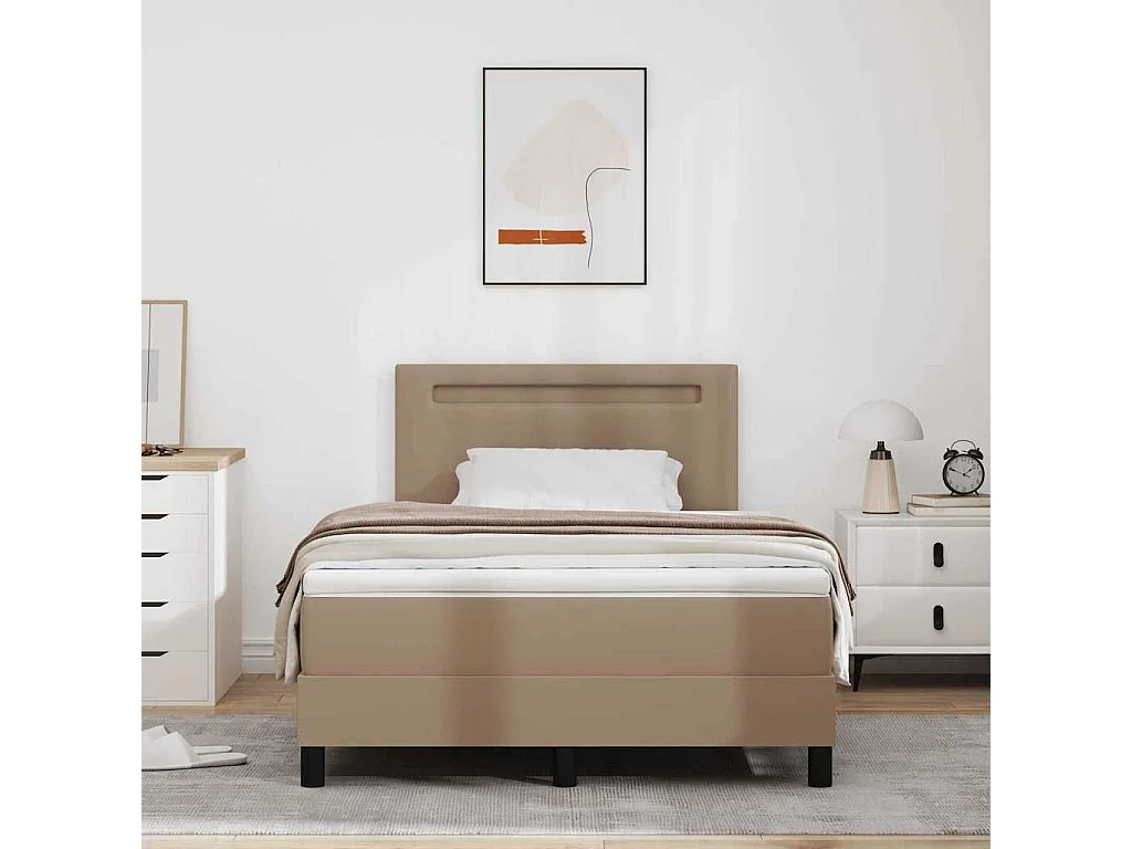 Cadre de lit avec matelas Cappuccino 120 x 200 cm Faux cuir
