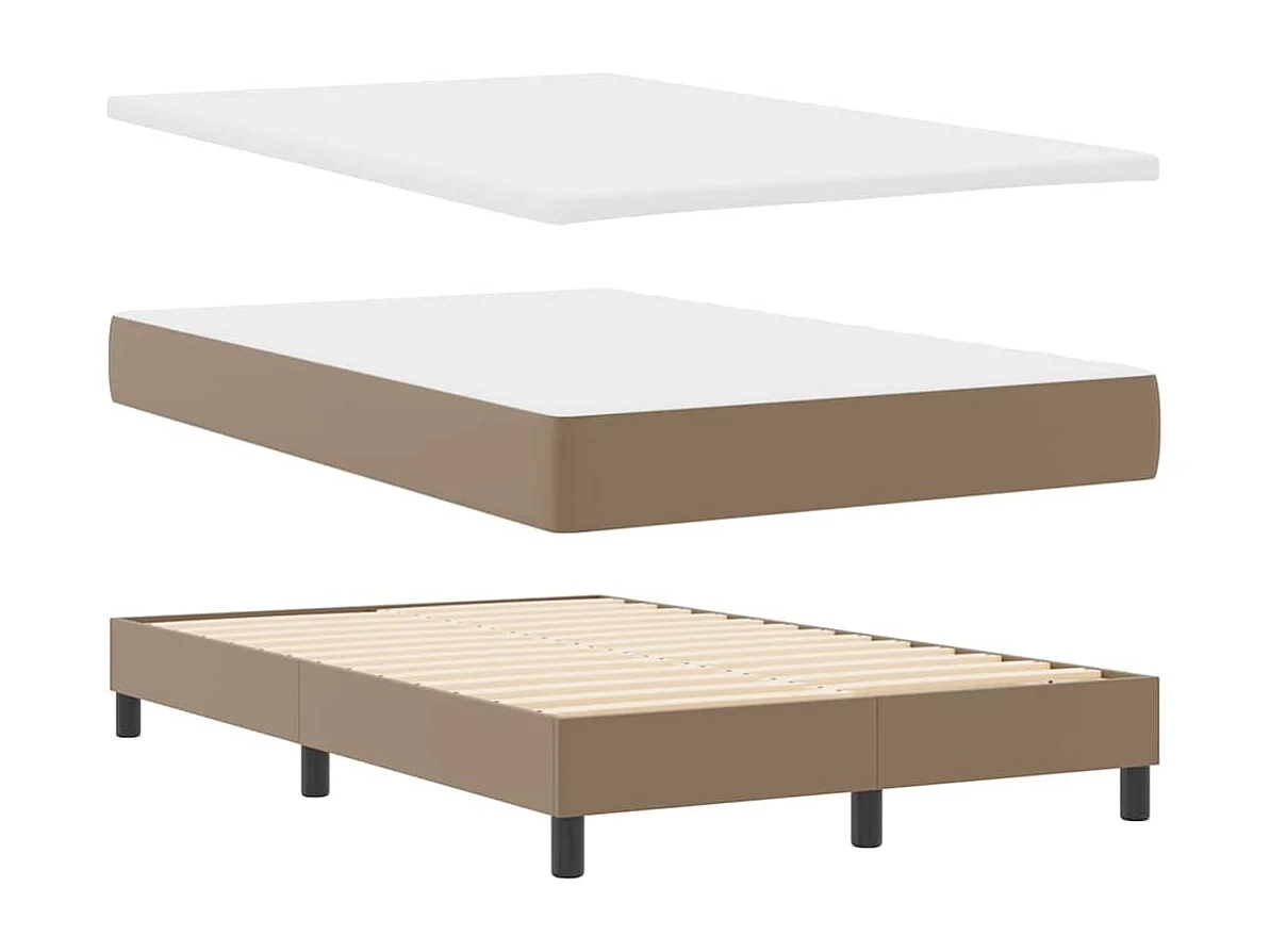 Cadre de lit avec matelas Cappuccino 120 x 200 cm Faux cuir