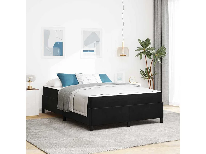 Bedframe met matras Zwart en Wit 140 x 200 cm Fluweel