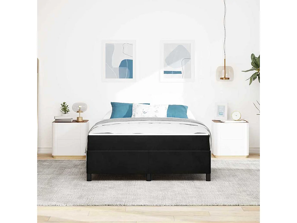 Cadre de lit avec matelas Noir et Blanc 140 x 200 cm Velours