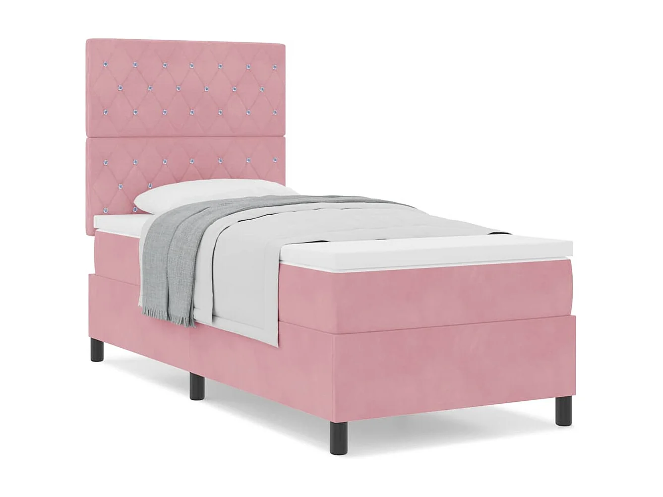 Cama tipo Box Spring con colchón Rosa 90 x 200 cm Terciopelo