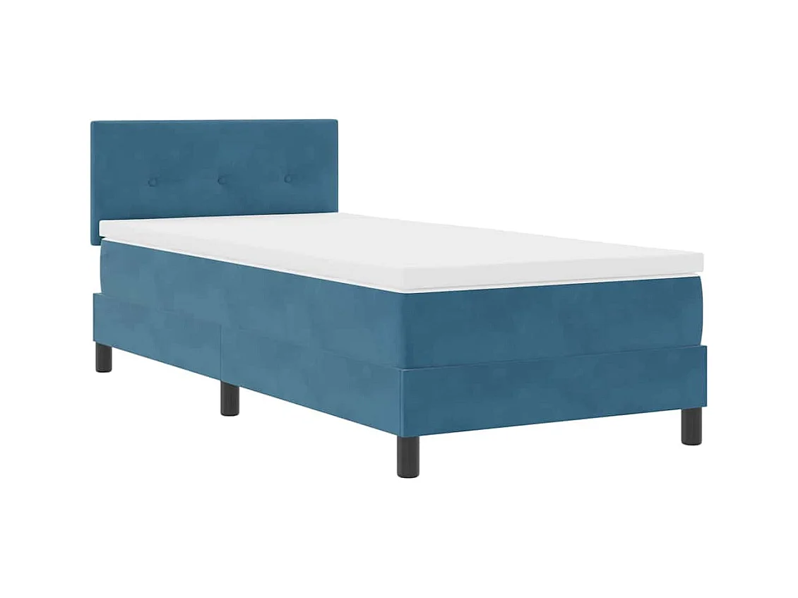 Cadre de lit avec matelas Bleu foncé 100 x 200 cm tissu