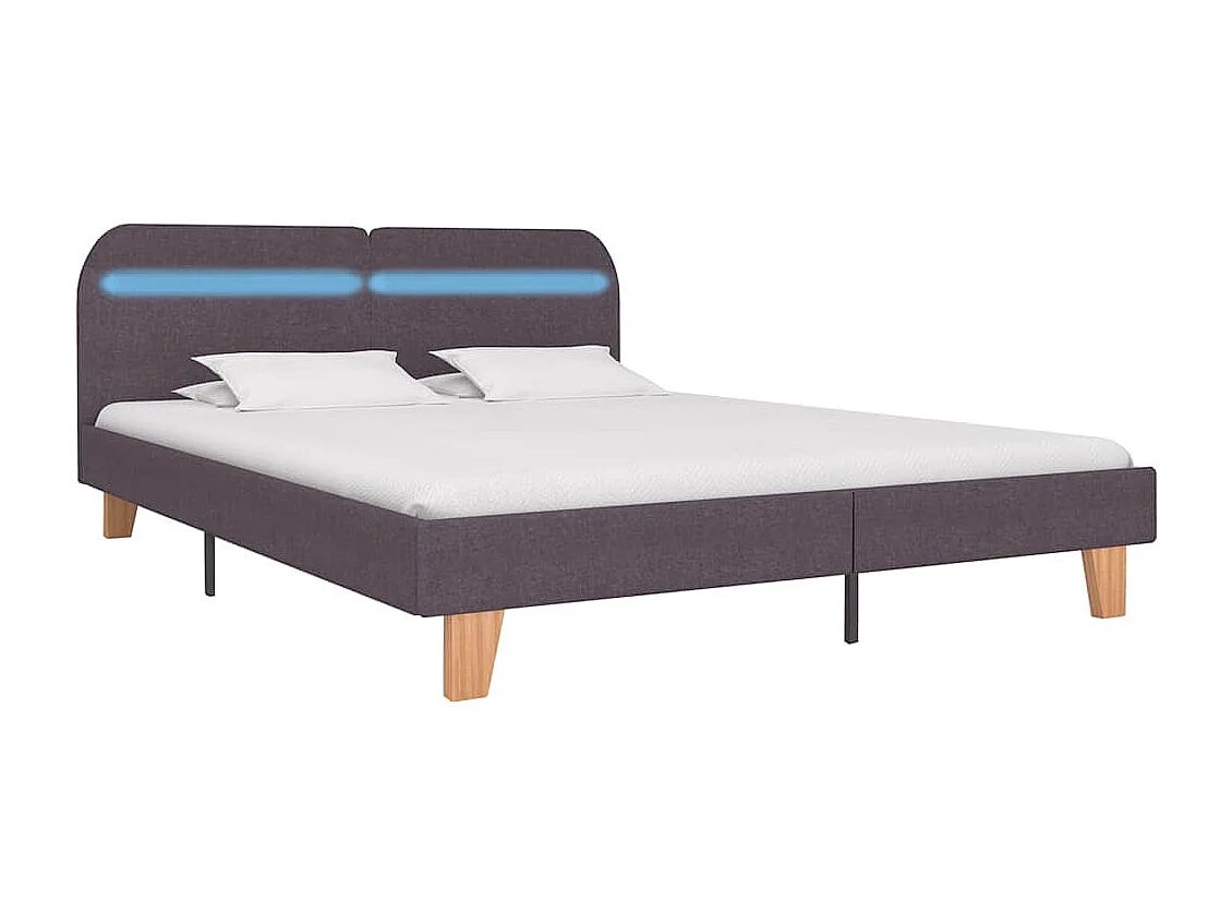 Cadre de lit avec LED sans matelas taupe tissu 150x200 cm