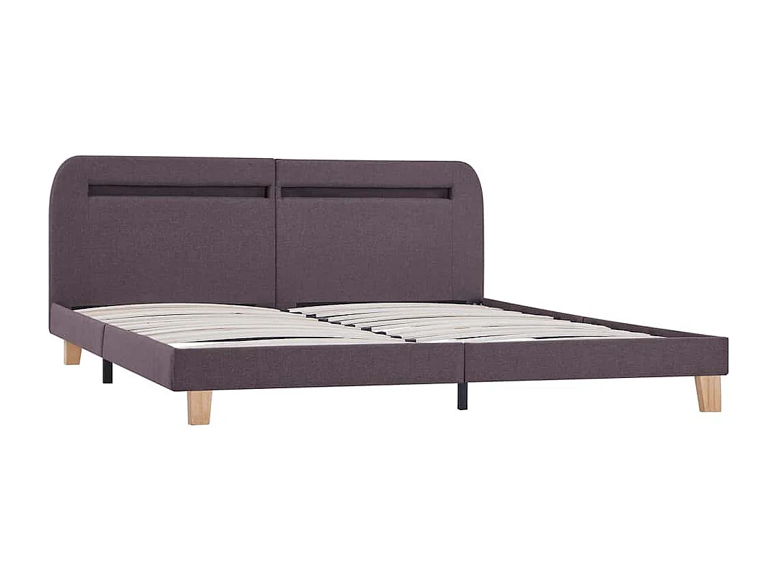 Cadre de lit avec LED sans matelas taupe tissu 150x200 cm