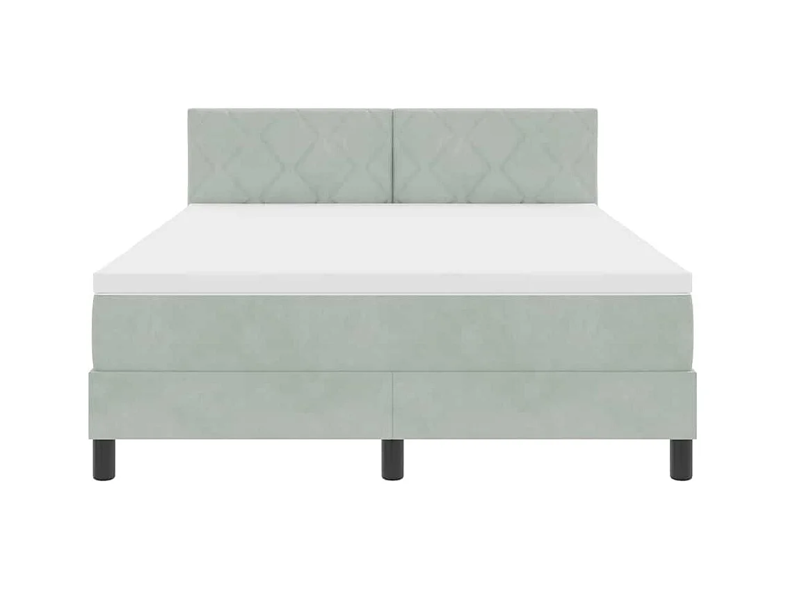 Cadre de lit avec matelas Gris clair 140 x 190 cm tissu