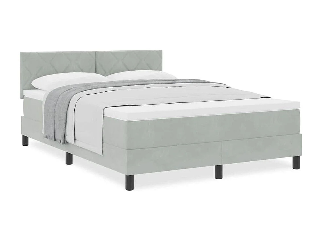 Cadre de lit avec matelas Gris clair 140 x 190 cm tissu