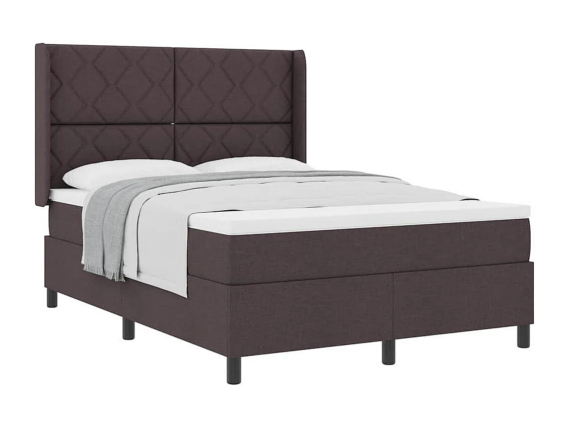 Cadre de lit avec matelas Marron foncé 160 x 200 cm tissu