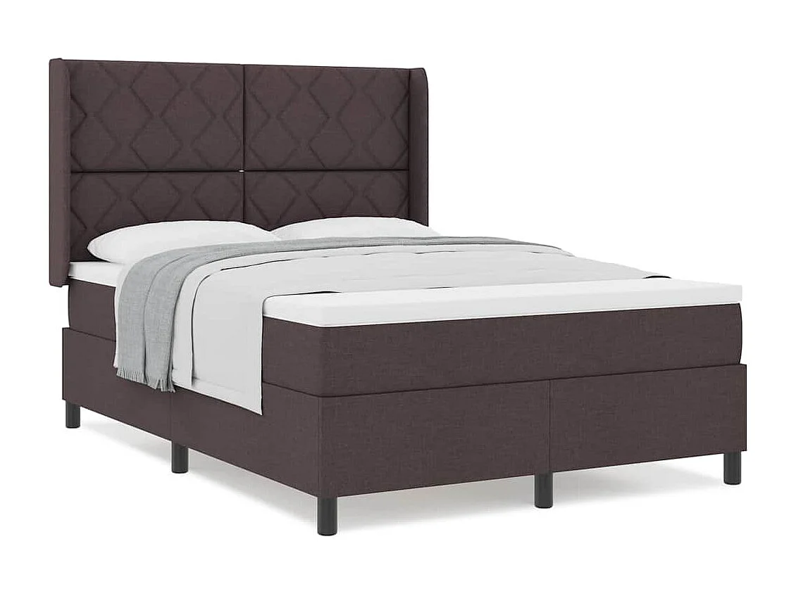 Cadre de lit avec matelas Marron foncé 160 x 200 cm tissu