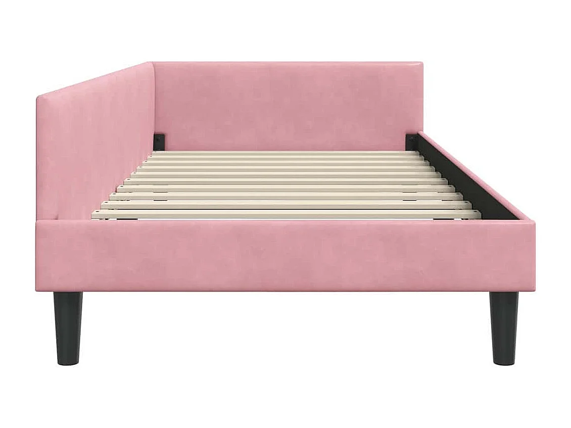 Cadre de lit d'angle Rose 90 x 200 cm Velours et bois stratifié